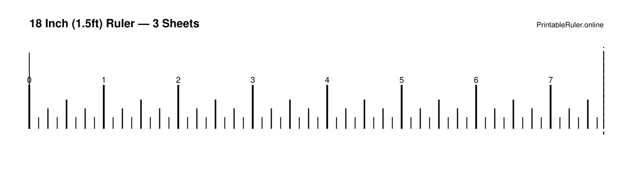 Preview of the 18 inch printable ruler PDF