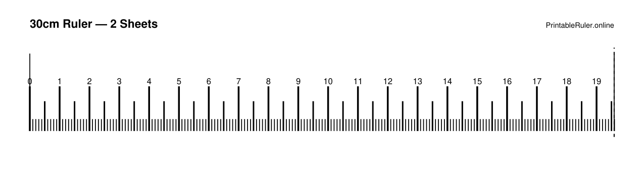 Preview of the 30cm printable ruler PDF