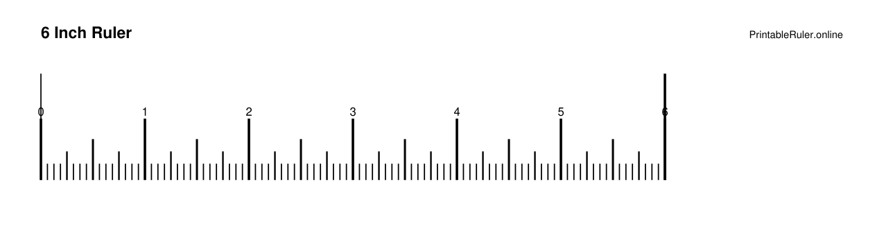 Preview of the 6 inch printable ruler PDF