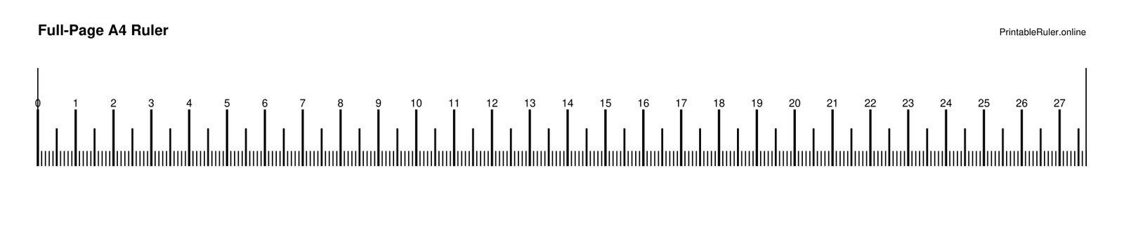 Preview of the full-page A4 printable ruler PDF