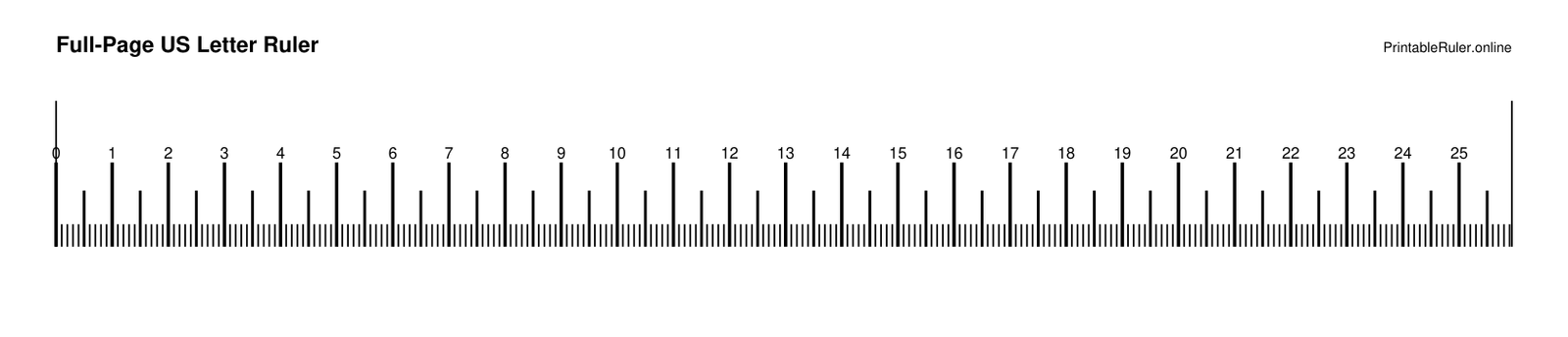 Preview of the full-page US Letter printable ruler PDF